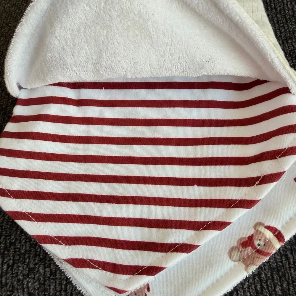 Chick Pea My first Christmas Festive Bear Bandana 3 pack Bibs - Cream and Red